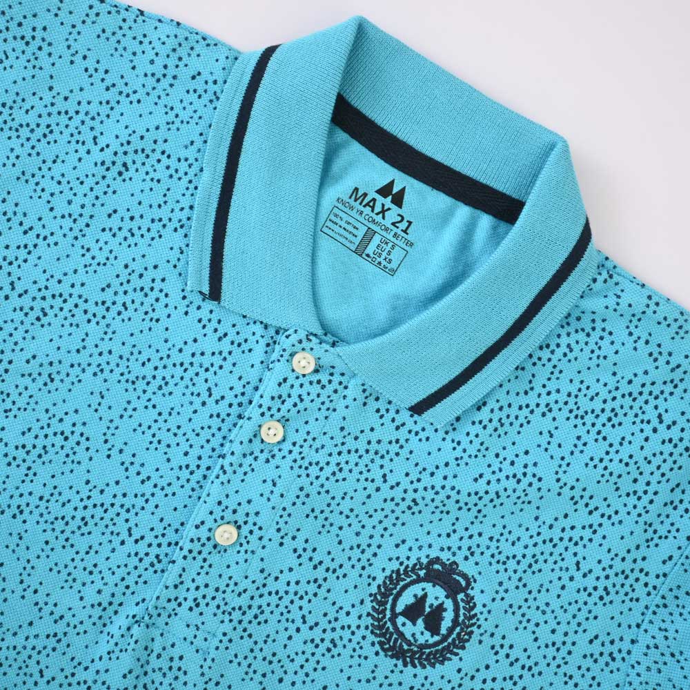 Max 21 Men's Brescia Dots Style Embroidered Short Sleeve Polo Shirt Men's Polo Shirt SZK 
