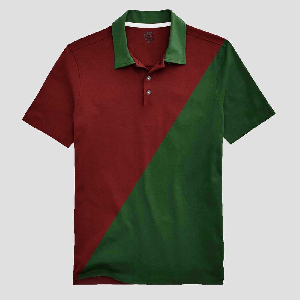 Poler Men's Amiens Contrast Color Polo Shirt Men's Polo Shirt IBT Maroon & Green S 