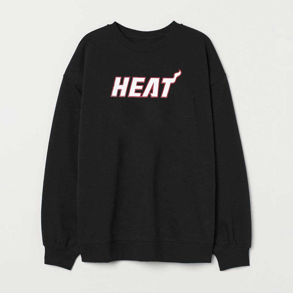 Women's Heat Printed Long Sleeve Crew Neck Terry Sweatshirt Women's Sweat Shirt HAS Apparel Black S 