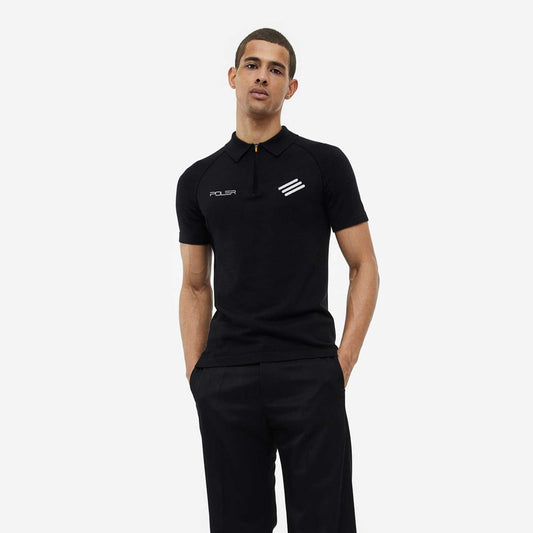 Poler Men's Reflective Stripes Printed Quarter Zipper Activewear Polo Shirt Men's Polo Shirt IBT Black S 