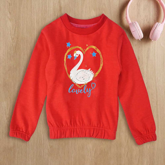 Lyallpur Girl's Lovely Duck Printed Sweat Shirt Girl's Sweat Shirt LFS Red 2 Years 