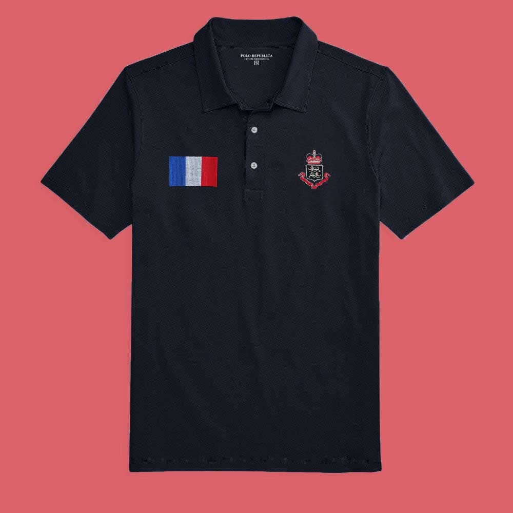 Polo Republica Men's France Flag & Crest Embroidered Polo Shirt Men's Polo Shirt Polo Republica Navy S 