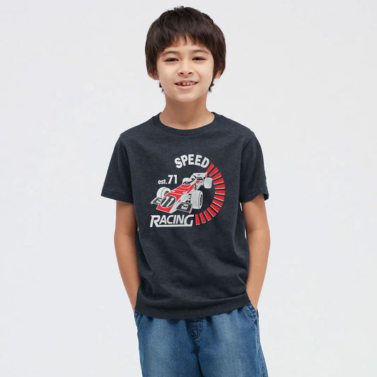 Archer & Finch Kid's Speed Racing Printed Crew Neck Tee Shirt