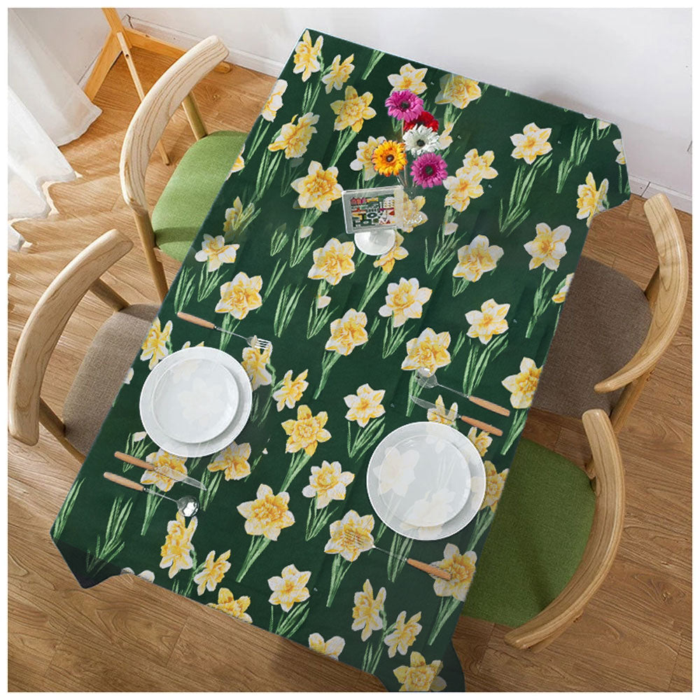 Troyes Floral Printed Medium Dining Table Cover Table Runner De Artistic Bottle Green & Yellow 45 x 62 