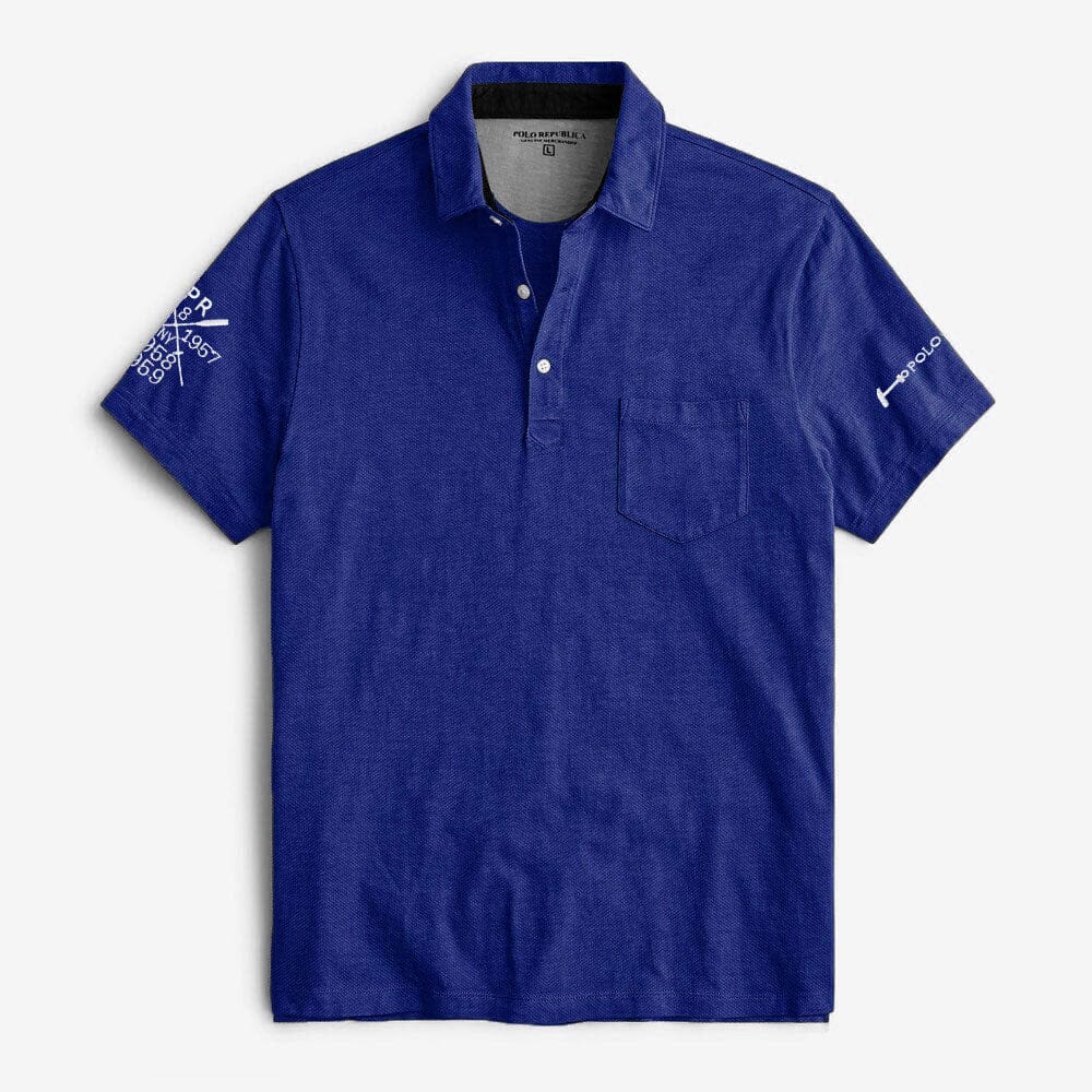 Polo Republica Men's PR Emblem & Polo Embroidered Pique Pocket Polo Shirt Men's Polo Shirt Polo Republica Royal S 