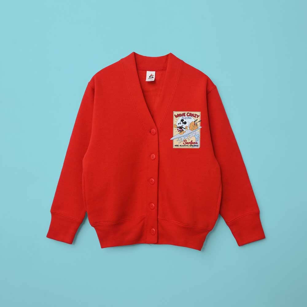 Smart Blanks Kid's Wave Crazy Printed Long Sleeve Fleece Cardigan Boy's Sweat Shirt Fiza Coral Red XS(3-4 Years) 
