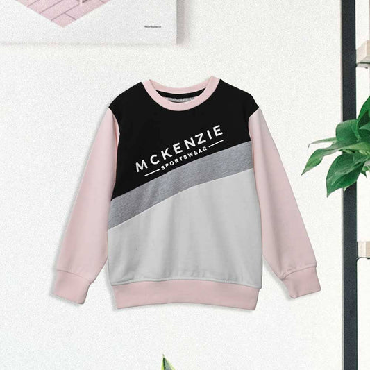Mckenzie Kid's Logo Printed Fleece Sweat Shirt Boy's Sweat Shirt LFS Black & Cream 3-4 Years 