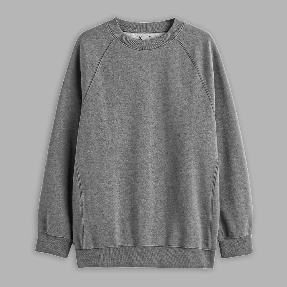 Xersion Men's Raglan Sleeve Oversize Fleece Sweat Shirt Men's Sweat Shirt Yasir Bin Asad Dark Grey 3XLT 