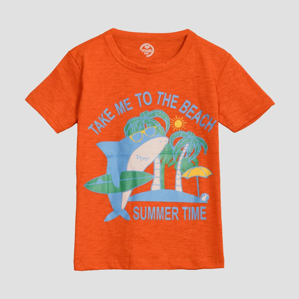 Poler Kid's Summer Time Printed Crew Neck Tee Shirt Boy's Tee Shirt IBT Orange 3-6 Months 