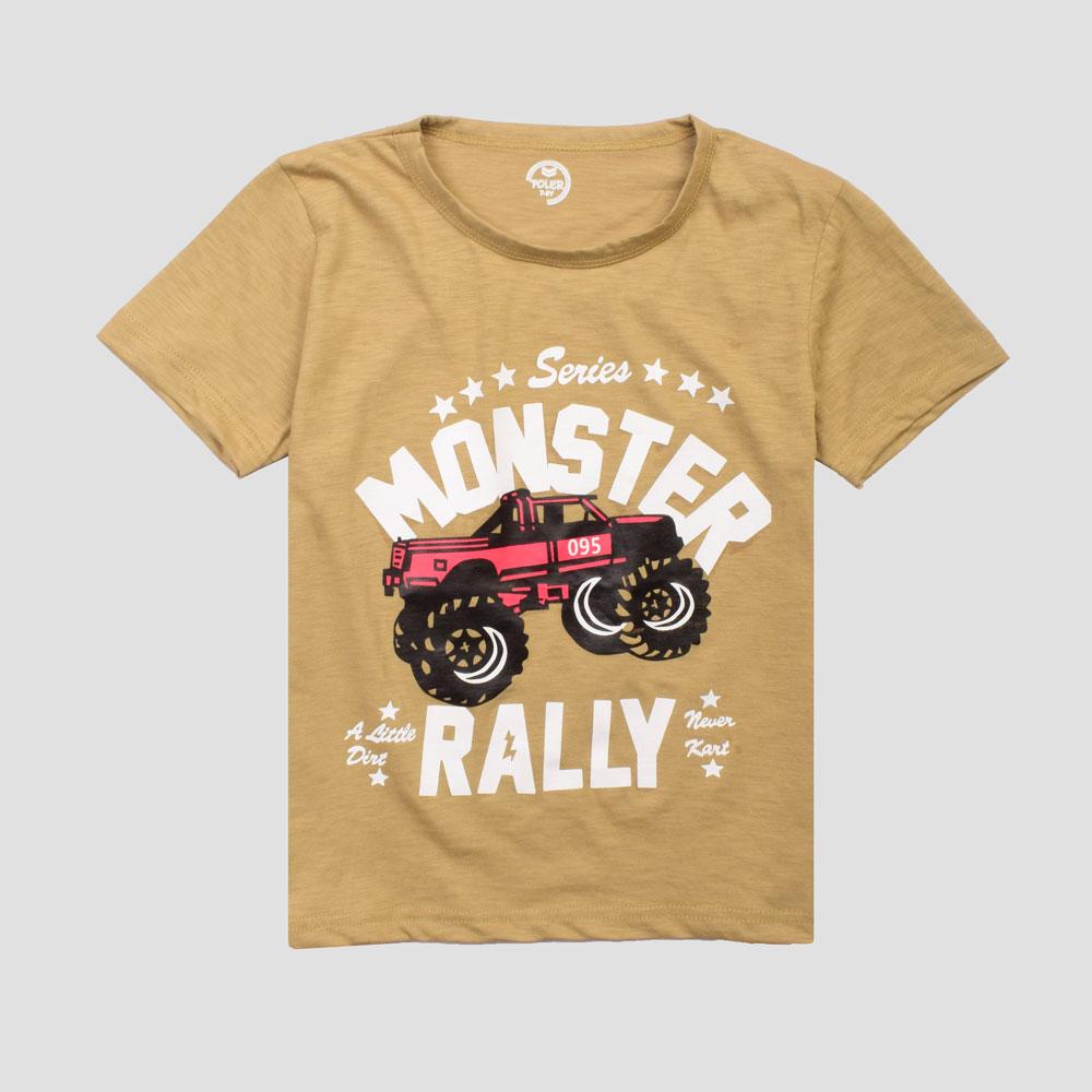 Poler Kid's Monster Rally Printed Short Sleeve Tee Shirt Boy's Tee Shirt IBT Khaki 3-6 Months 