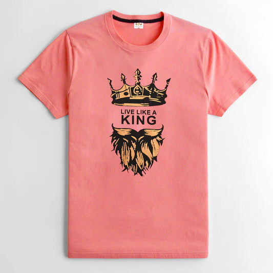 RichMan King Crown Printed Short Sleeve Tee Shirt Men's Tee Shirt ASE Pink S 