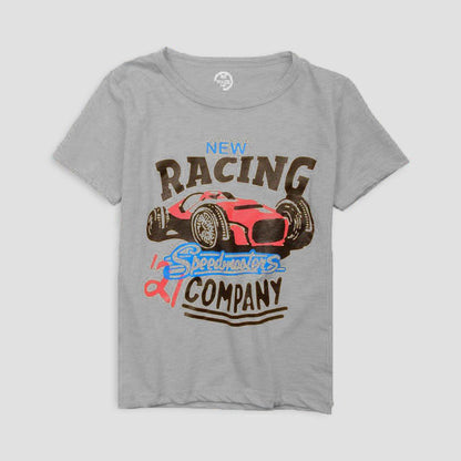 Poler Kid's Racing Car Printed Short Sleeve Tee Shirt Boy's Tee Shirt IBT Heather Grey 3-6 Months 