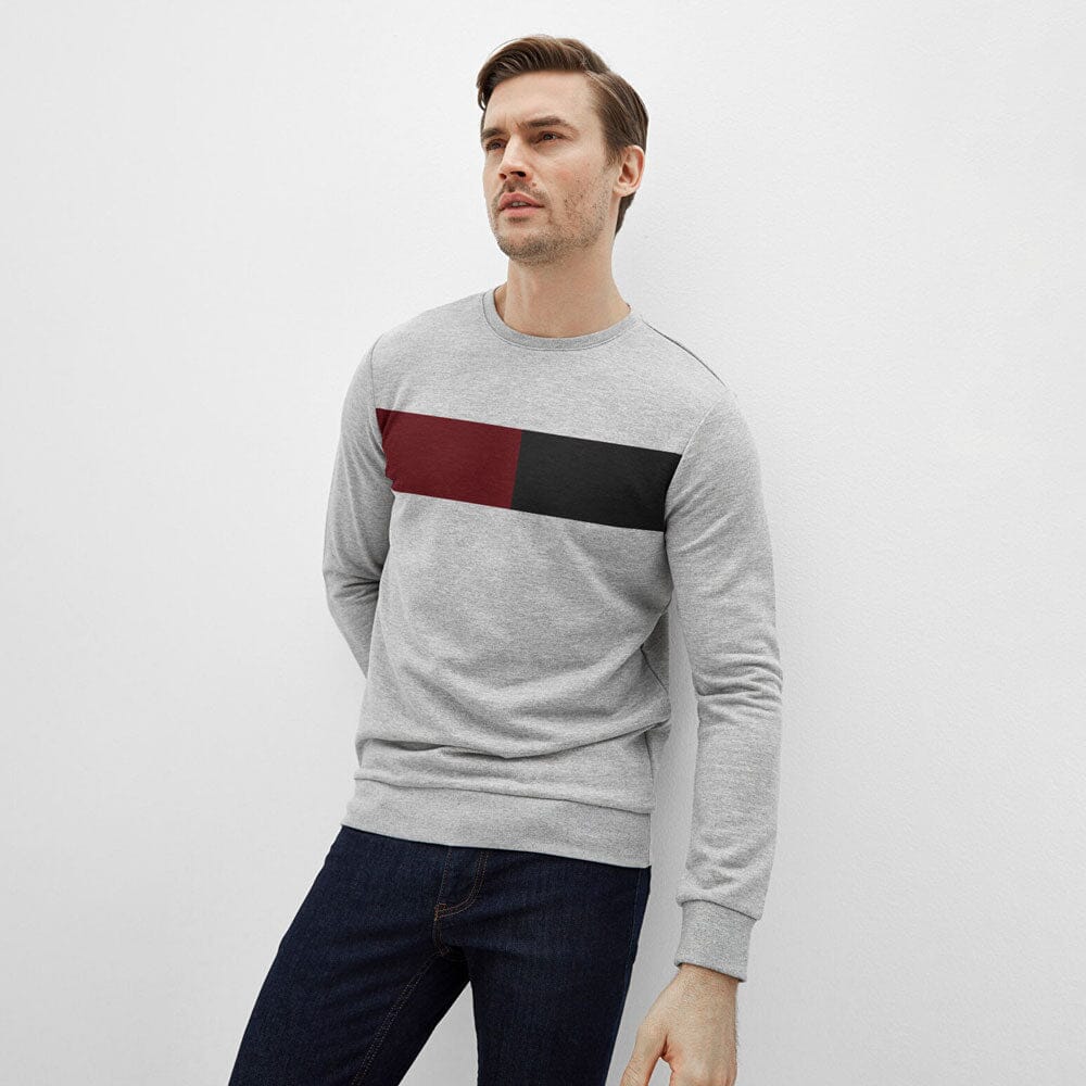 Men's Panel Design Long Sleeve Fleece Sweat Shirt – elo