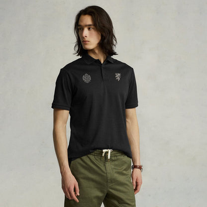 Men's Lion Crest Embroidered Short Sleeve Polo Shirt