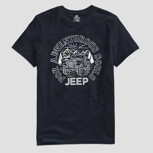 Max 21 Men's Adventurous Souls Jeep Printed Crew Neck Tee Shirt Men's Tee Shirt SZK Navy S 