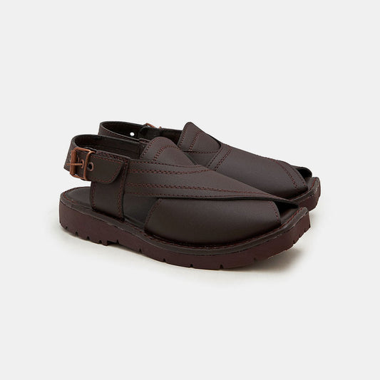 Men's Bartica Double Stitch Design Peshawari Chappal Men's Shoes SNAN Traders Chocolate EUR 39 