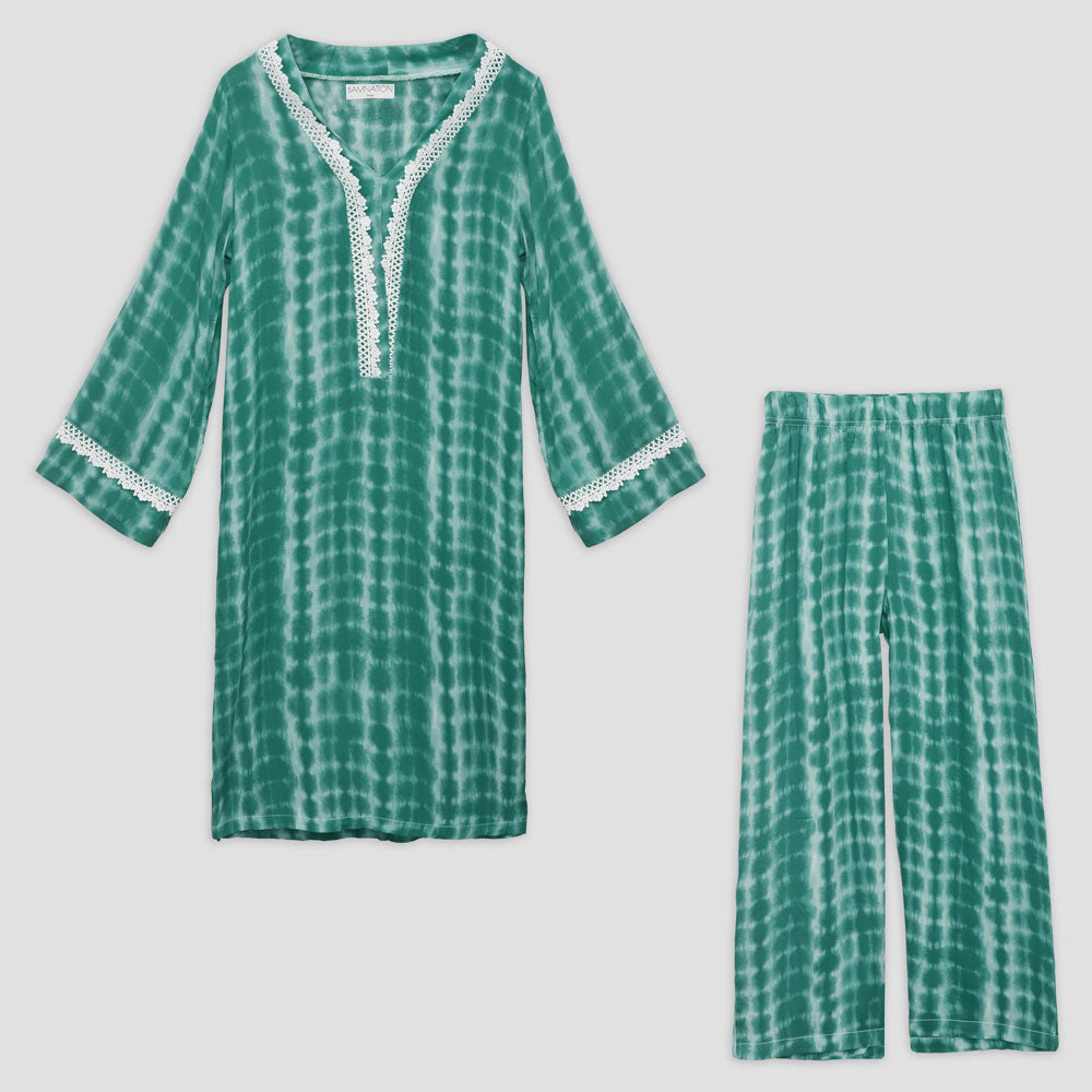 Bamnation Women’s V- Neck Tie & Dye Style Suit Women's Stitched Suit Bamnation Green S 