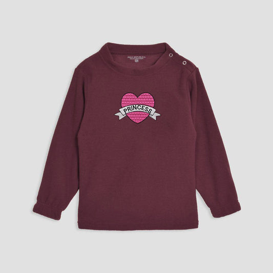 Polo Republica Kid's Princess Embroidered Buttoned Neck Sweat Shirt Boy's Sweat Shirt Polo Republica Burgundy 3-4 Years 