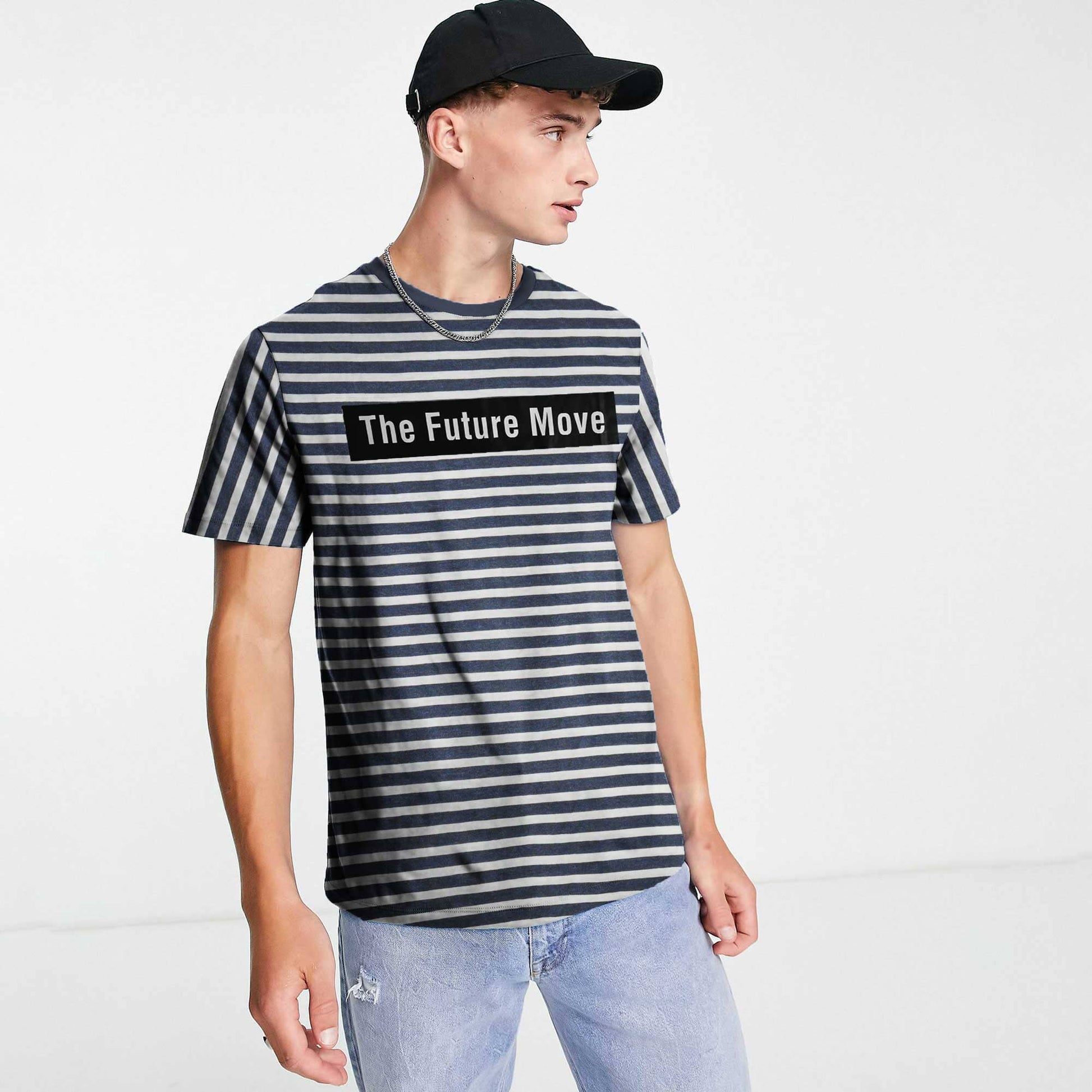 Max 21 Men's Future Move Printed Stripes Style Short Sleeve Tee Shirt Men's Tee Shirt SZK 