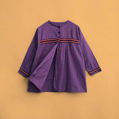 Artesanos Valencianos Girl's Long Sleeves Frock Girl's Frock YBA Purple 2 Years 