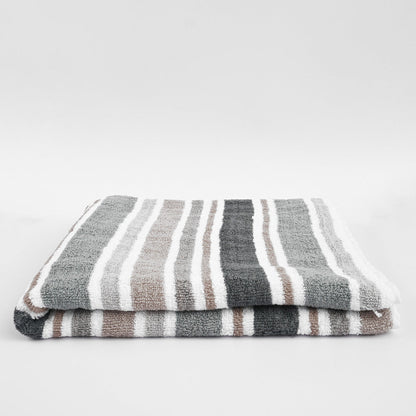 Khoua Lining & Stripes Style Bath Towel Towel Haroon Cp Dark Grey & Olive 