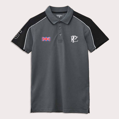 Polo Republica Men's PRC England & 5 Embroidered Contrast Panels Polo Shirt Men's Polo Shirt Polo Republica Slate Grey & Black S 