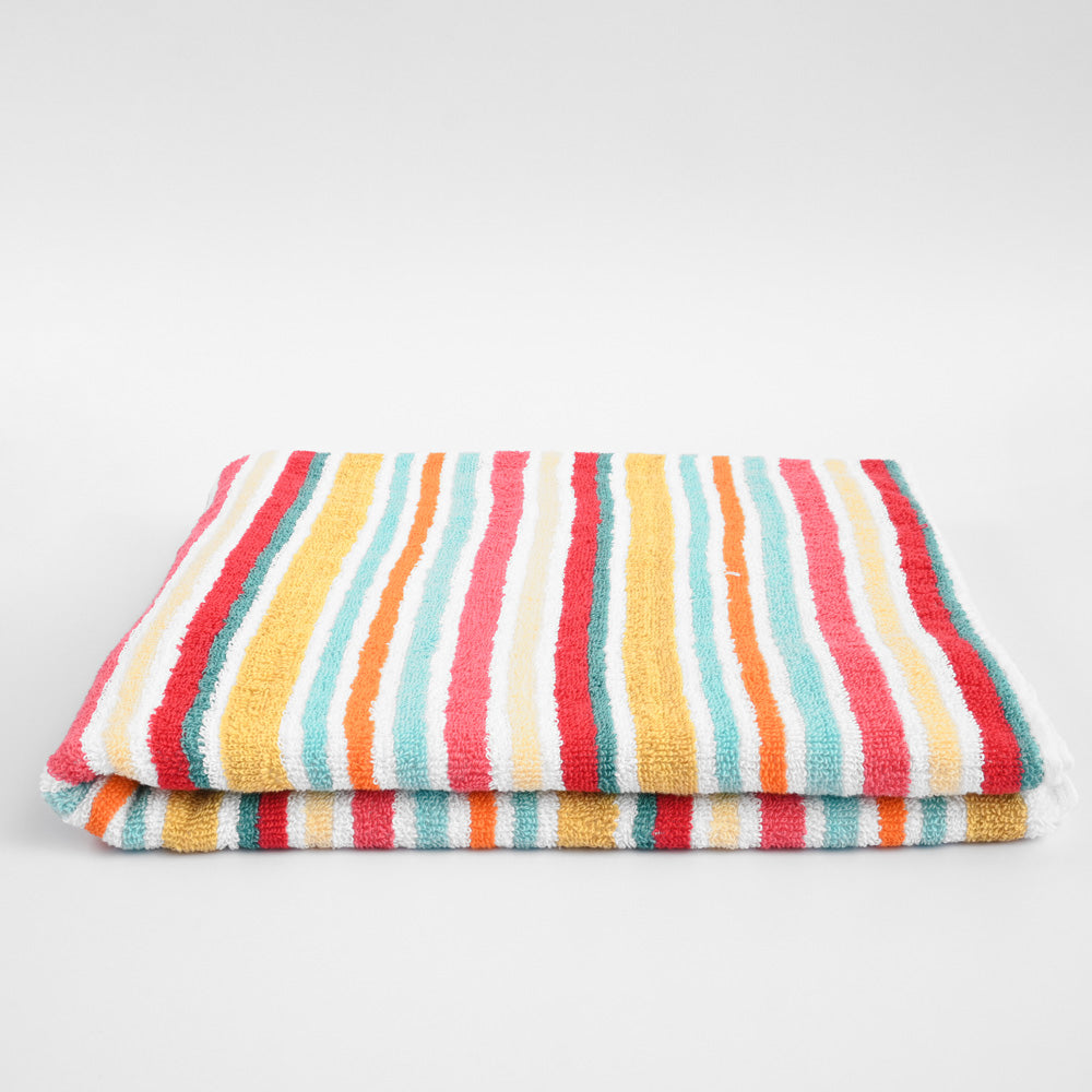 Salavan Premium Yarn Dyed Stripe Style Bath Towel Towel Haroon Cp Deep Yellow & Red 