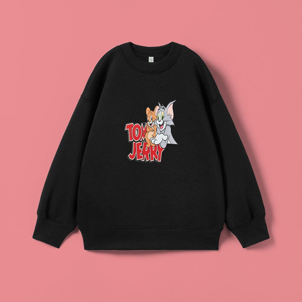 Kid's Tom & Jerry Printed Fleece Sweat Shirt Boy's Sweat Shirt HAS Apparel Black 2 Years 