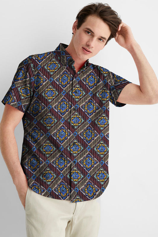 Nexoluce Men's Slim Fit Rayong Short Sleeve Casual Shirt Men's Casual Shirt SRT 