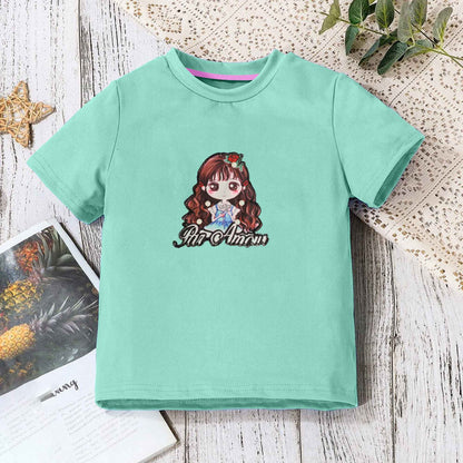 Junior Kid's Par Amau Pearl Embellished Tee Shirt Girl's Tee Shirt SZK Turquoise 3-6 Months 