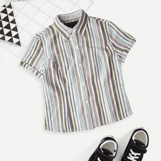 Hongbo Boy's Syracuse Short Sleeve Casual Shirt Kid's Casual Shirt First Choice Off White & Brown S 