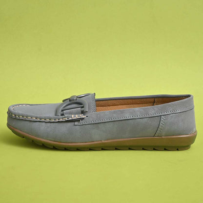 Classic Women's Buckle Design Moccasin Shoes Women's Shoes SNAN Traders Grey EUR 35 