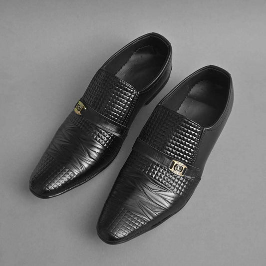 Men's Check & Buckle Style Formal Dress Shoes