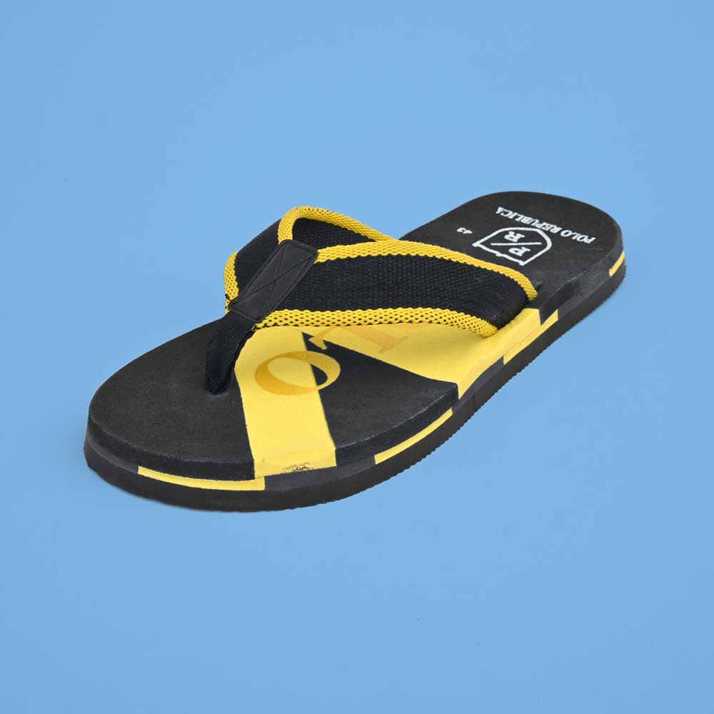 Polo Republica Men's Branco Strider Soft Flip Flops Slippers Men's Shoes Hamza Traders Black & Yellow EUR 40 