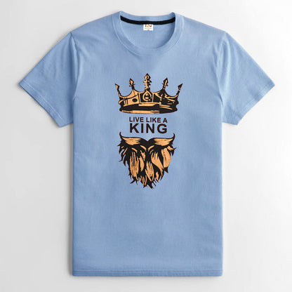 RichMan King Crown Printed Short Sleeve Tee Shirt Men's Tee Shirt ASE Sky S 
