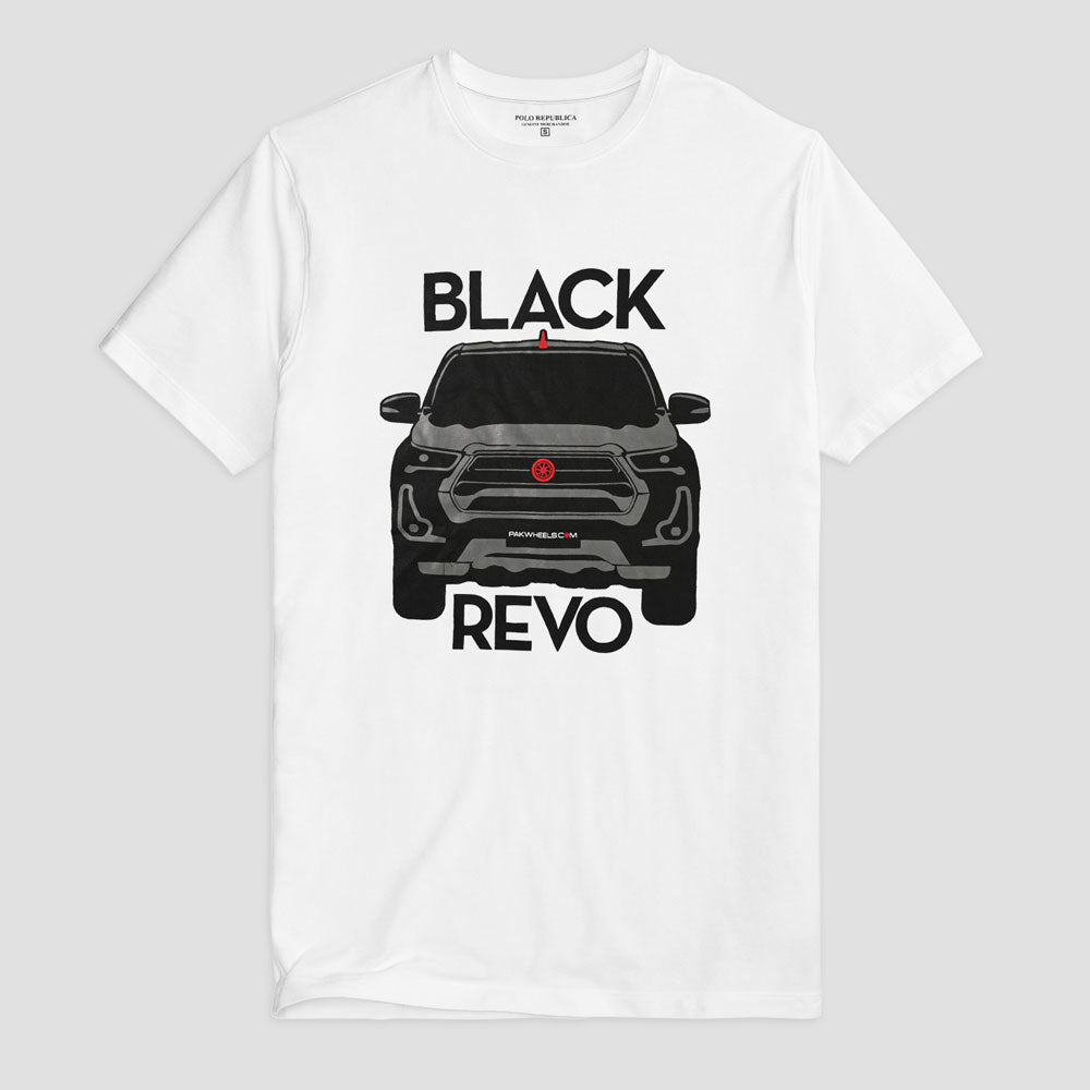 Men's PakWheels Black Rivo Printed Short Sleeve Tee Shirt Men's Tee Shirt Polo Republica White S 