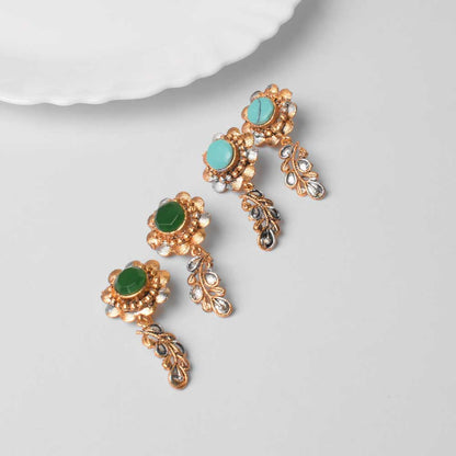 American Diamond Women's Flower Branch Design Earring Pair Jewellery SNAN Traders 