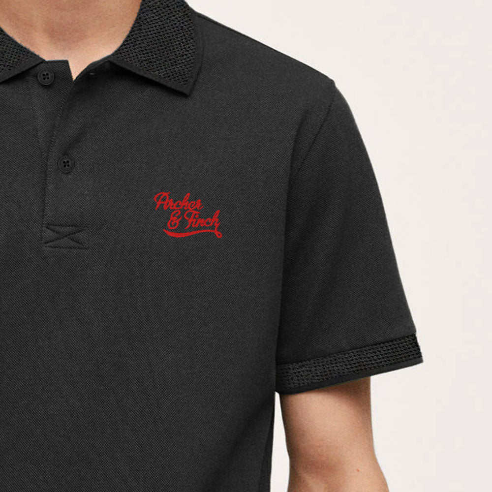 Archer And Finch Men's Logo Embroidered Tipping Polo Shirt Men's Polo Shirt LFS 