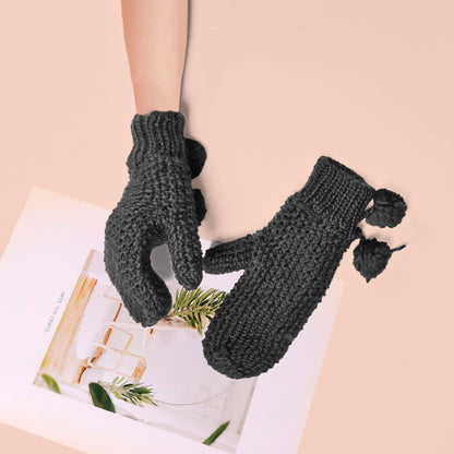HM Premium Hand Knitted Mittens Gloves Gloves First Choice Black 