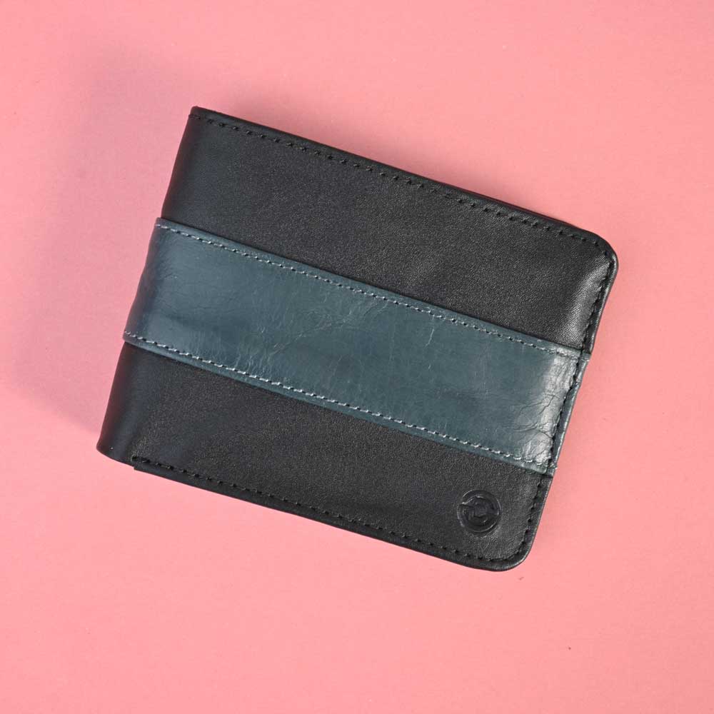 SFS Article: 821 Men's Bi fold Leather Wallet Men's Accessories SFS Black & Blue 