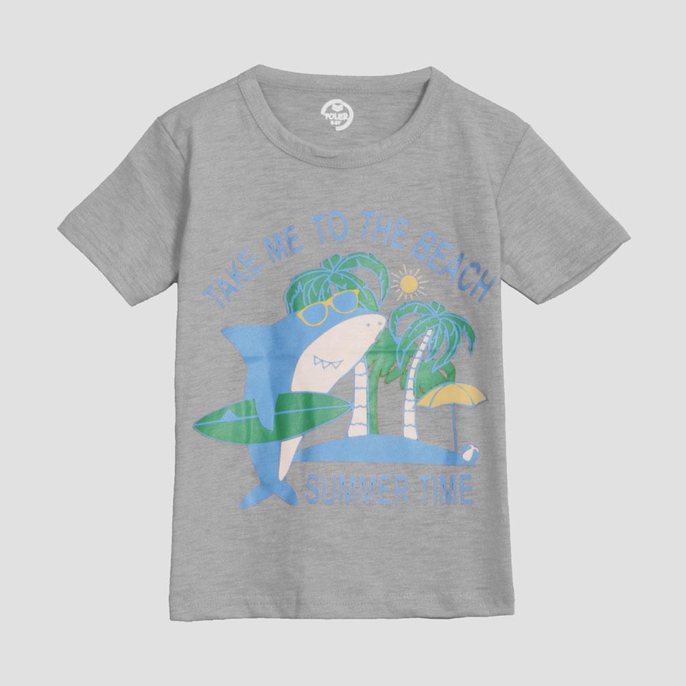 Poler Kid's Summer Time Printed Crew Neck Tee Shirt Boy's Tee Shirt IBT Heather Grey 3-6 Months 