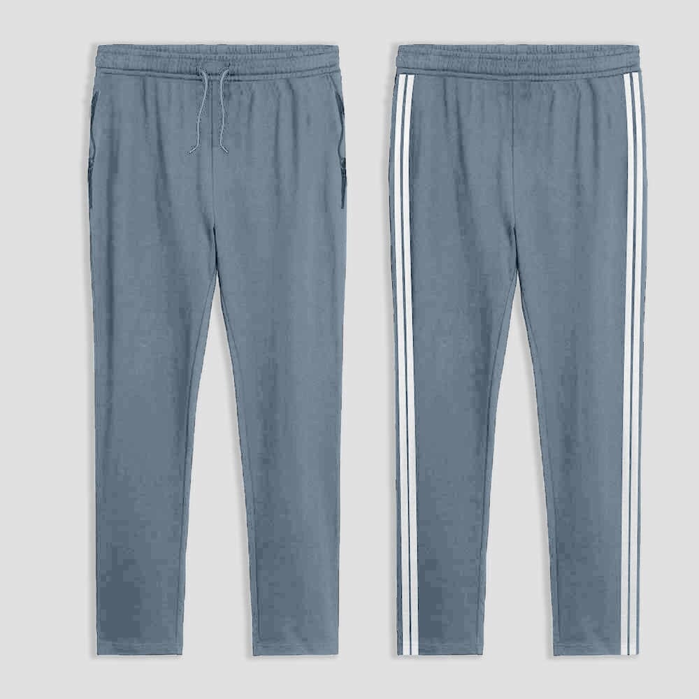 Heavy Cotton Jersey Slim-Fit Lounge Pants with Sporty Side Stripes Powder Blue S 