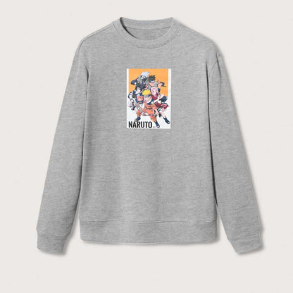 Men's Naruto Printed Long Sleeve Sweat Shirt Men's Sweat Shirt SDG Heather Grey XS 