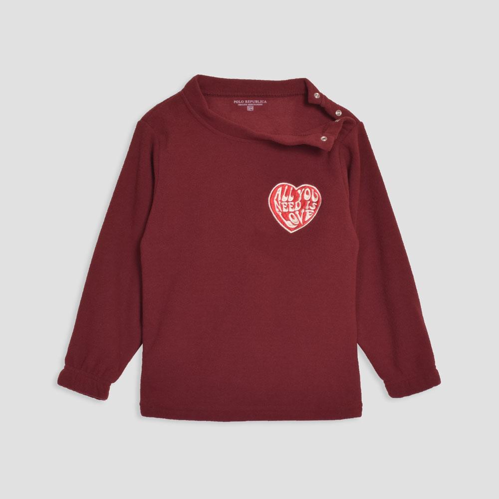 Polo Republica Kid's Need love Embroidered Buttoned Neck Sweat Shirt Boy's Sweat Shirt Polo Republica 