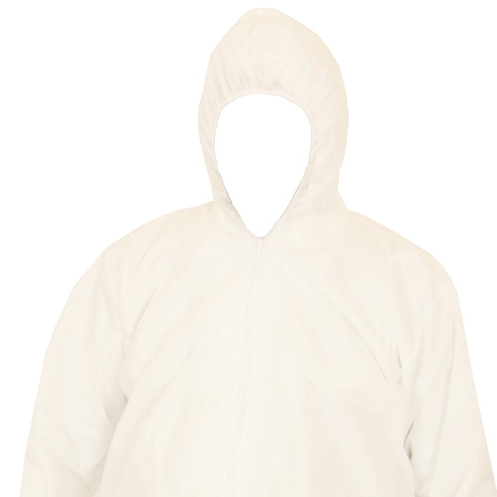 Unisex Plain Hazmat 50 GSM Disposable Hooded Suit with Shoe Cover Men's Jacket CWE 