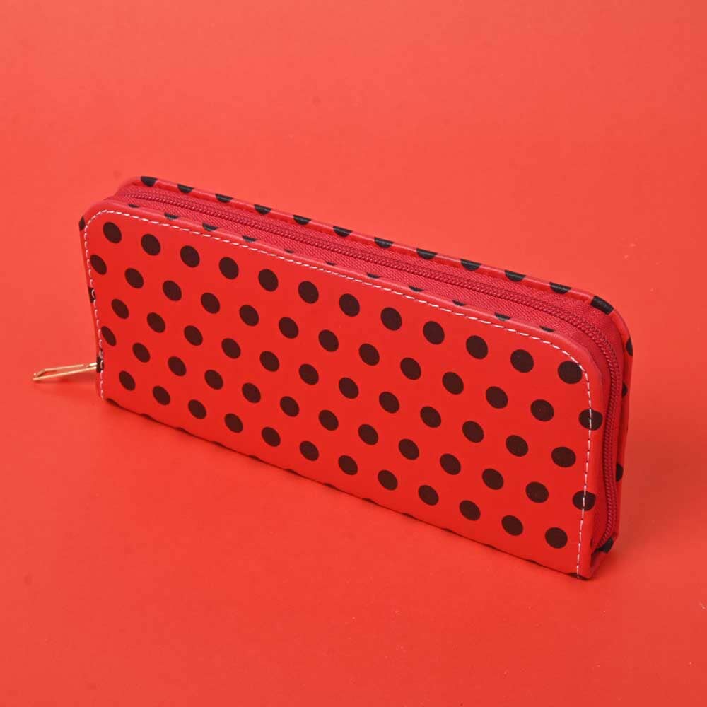 Women's Polka Dots Faux Leather Zip Closure Wallet/Purse Hand Bag NB Enterprises Red 