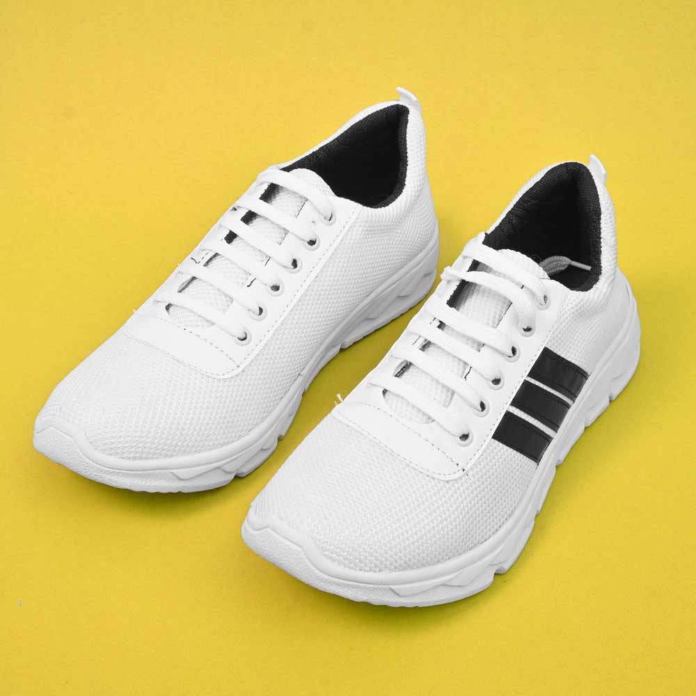 LG Men's Cagliari Strips Style Joggers Shoes Men's Shoes SNAN Traders White EUR 39 