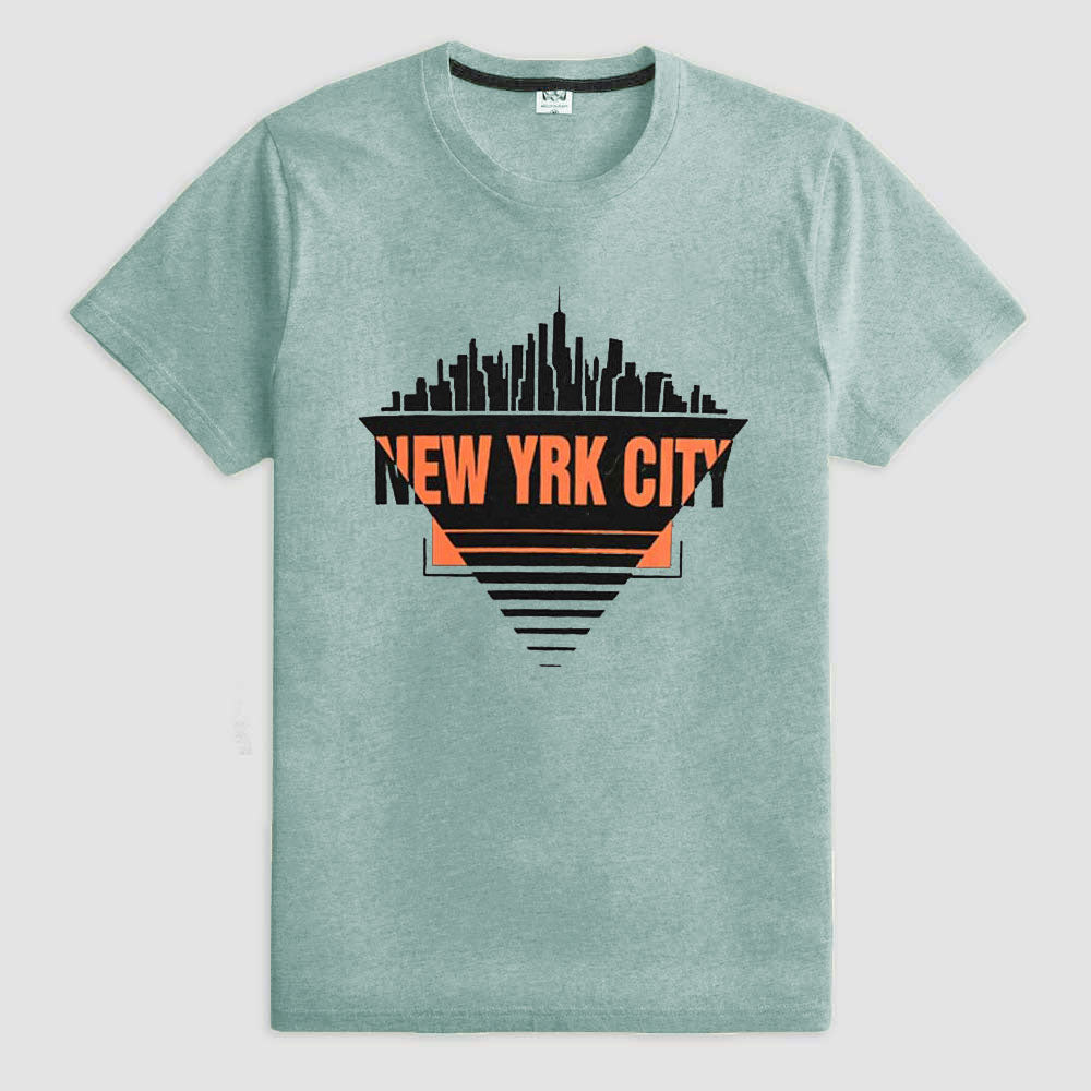 Richman Men's New York City Printed Short Sleeve Tee Shirt Men's Tee Shirt ASE Light Turquoise S 