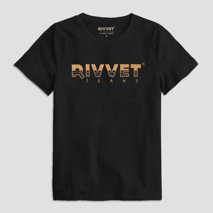 Rivvet Women's Embellish Style Logo Printed Short Sleeve Tee Shirt Women's Tee Shirt RTJ Black S 
