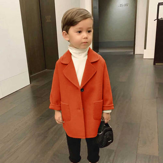 Safina Boys Walvis Lapel Style Winter Fleece Long Coat Boy's Jacket Image 